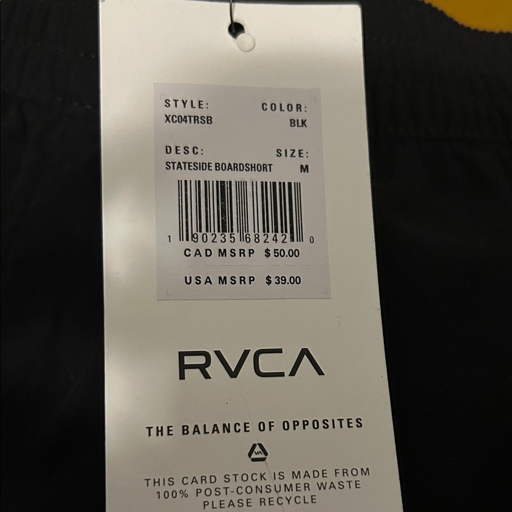 RVCA black board Shorts with White Trim 
Size medium - Picture 2 of 2